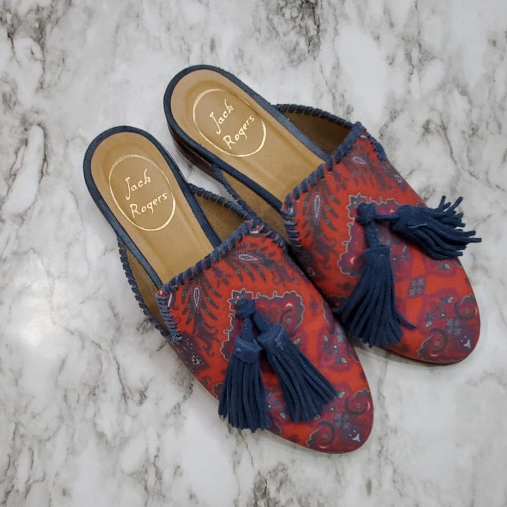 Jack Rogers Delaney Mules size 7 Paisley Print - Picture 2 of 8